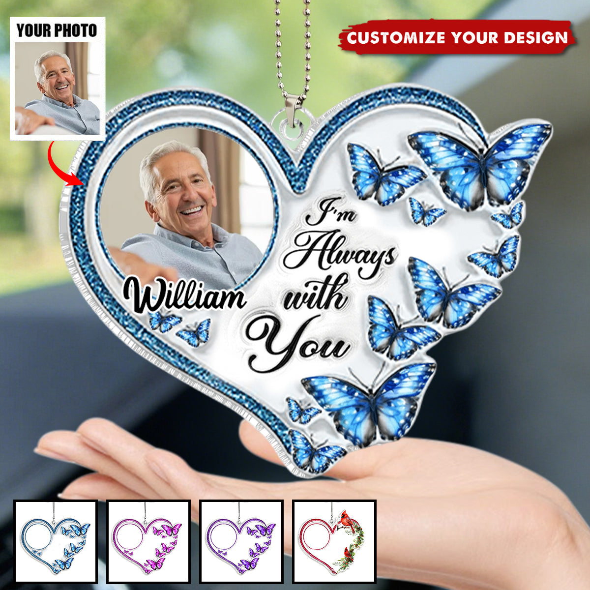 Forever In My Heart - Personalized Memorial Custom Shaped Car Ornament