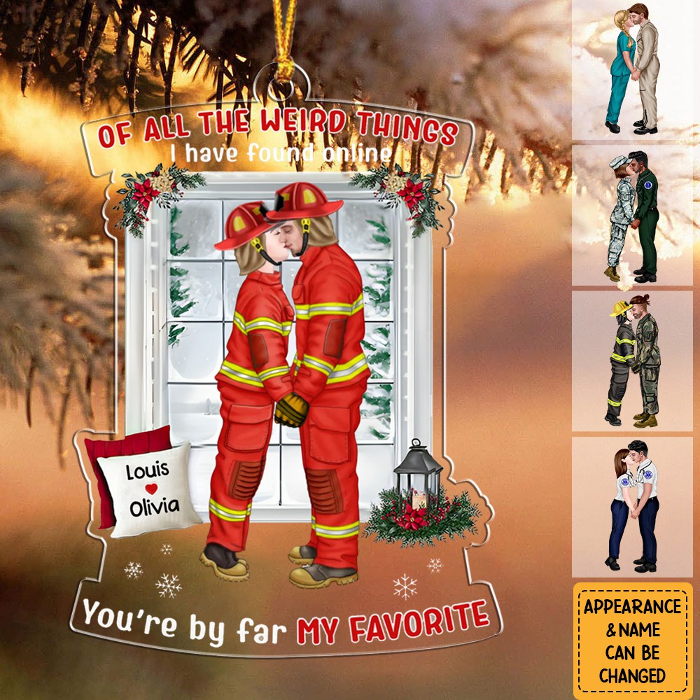 You're By Far My Favorite, Personalized Kissing Couple Ornament, Christmas Gift For Couple