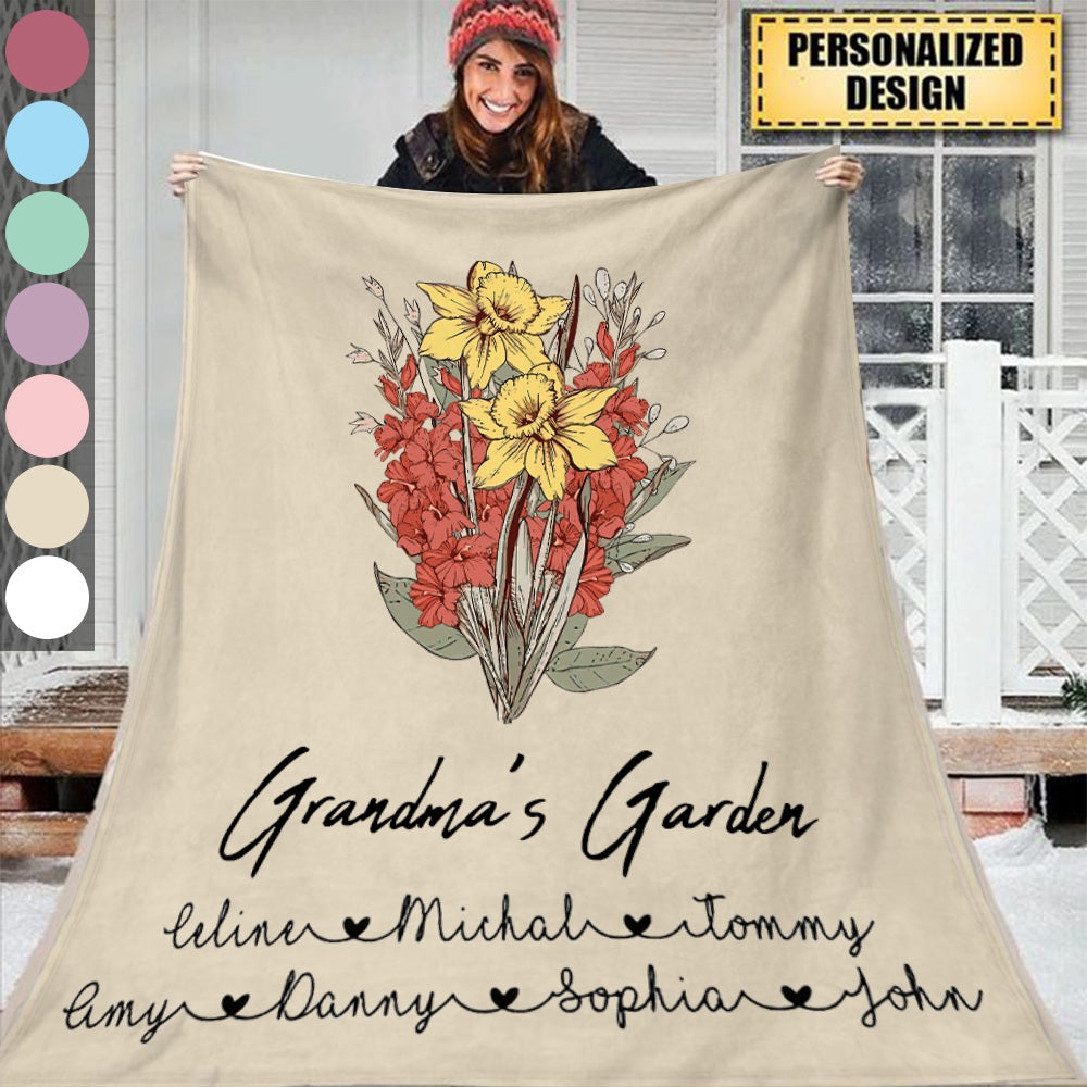 Grandma Mom's Garden Personalized Flower Blanket