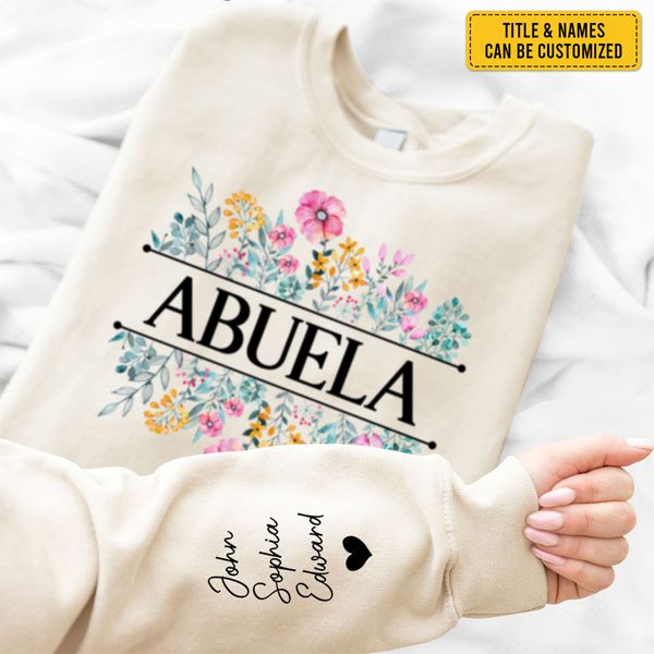 In Grandma's Garden, Love Grows Like Flowers - Family Personalized Custom Unisex Sweatshirt