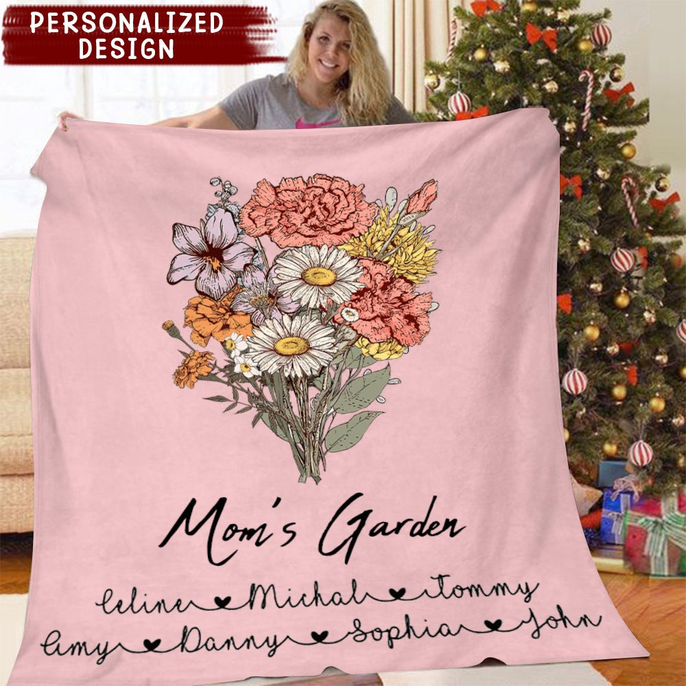 Grandma Mom's Garden Personalized Flower Blanket