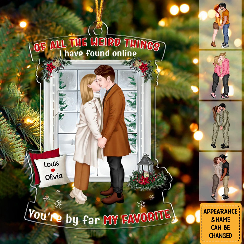 You're By Far My Favorite, Personalized Kissing Couple Ornament, Christmas Gift For Couple