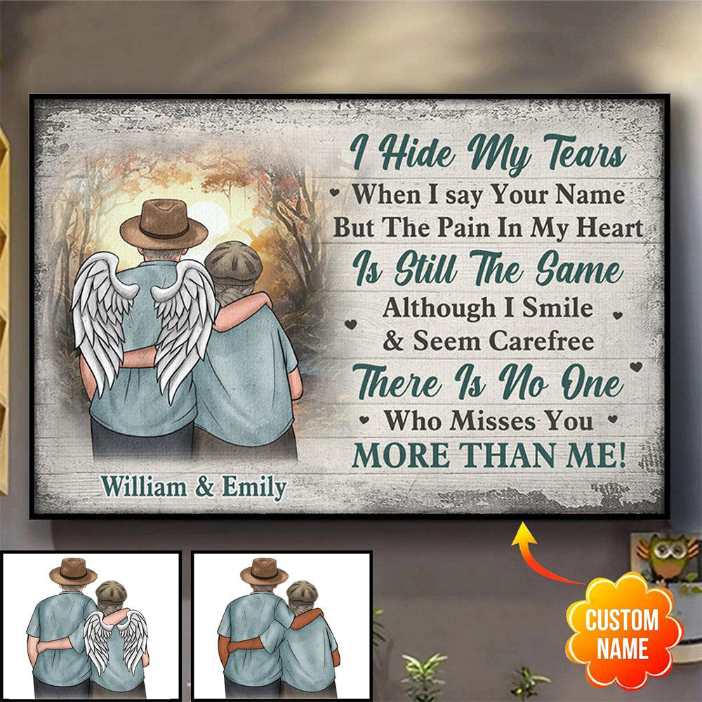 There Is No One, Who Misses You More Than Me - Memorial Personalized Custom Horizontal Poster - Sympathy Gift For Husband Wife