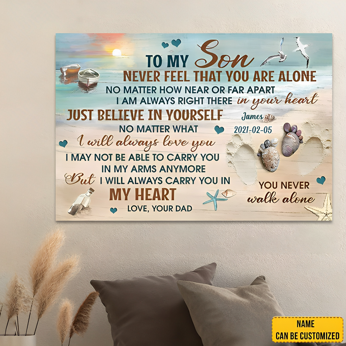 To My Son Never Feel That You Are Alone Canvas Print - Gift For Son, Love Son Christmas Gift