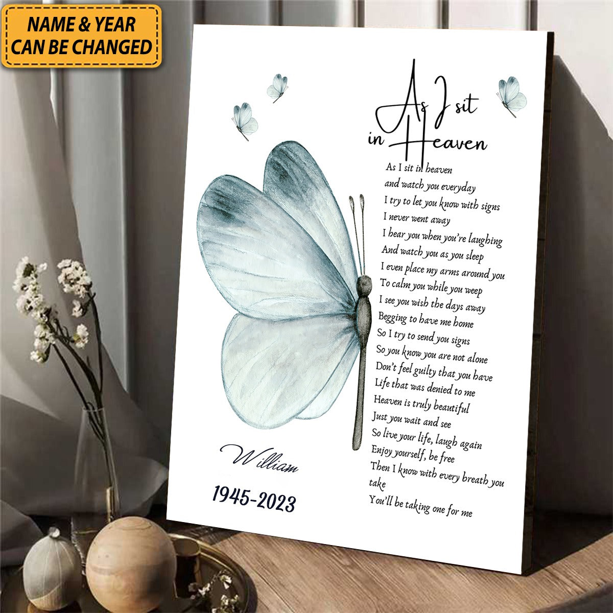 As I Sit in Heaven Poem Wall Art- Personalized Canvas