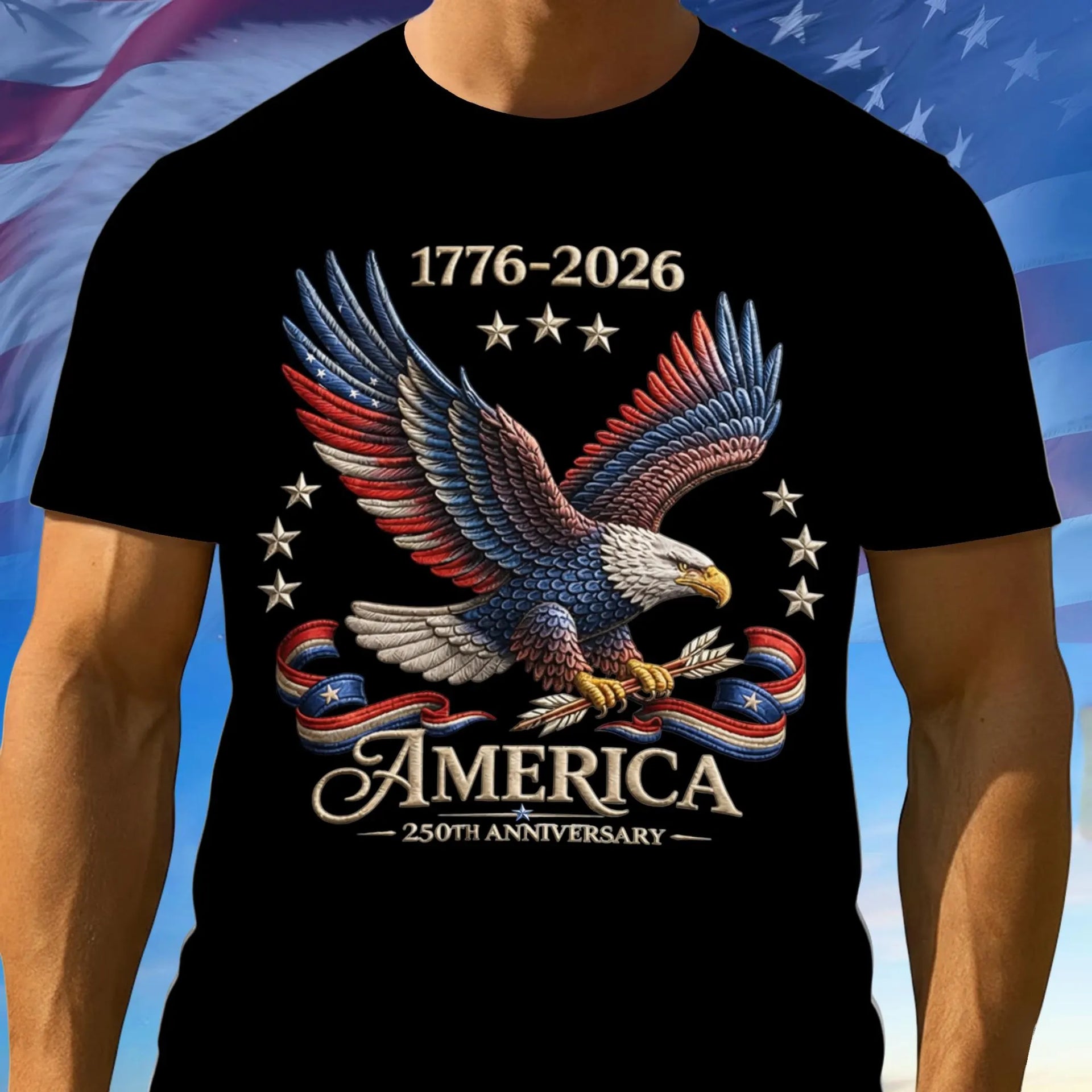 250th Anniversary America Patriotic T-Shirt, Bald Eagle American Flag Tee