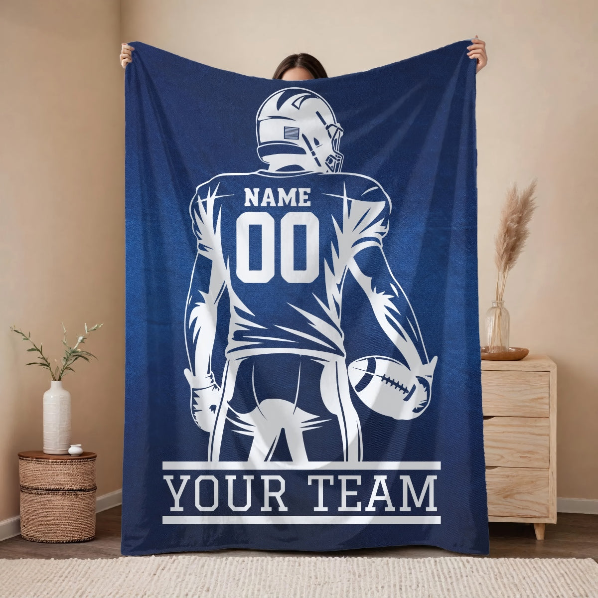 Custom Name Sports Team Blanket, Gift For Him