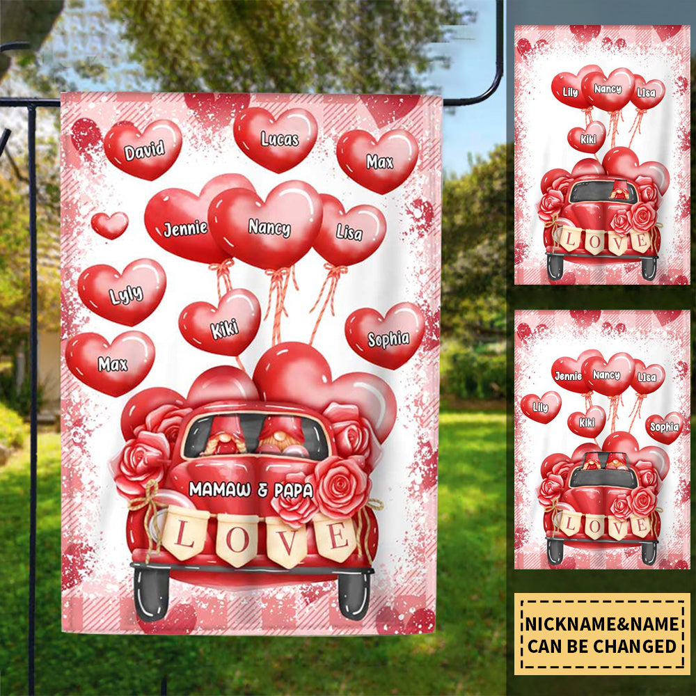Truck Grandma Grandpa Heart Grandkids Personalized Garden Flag
