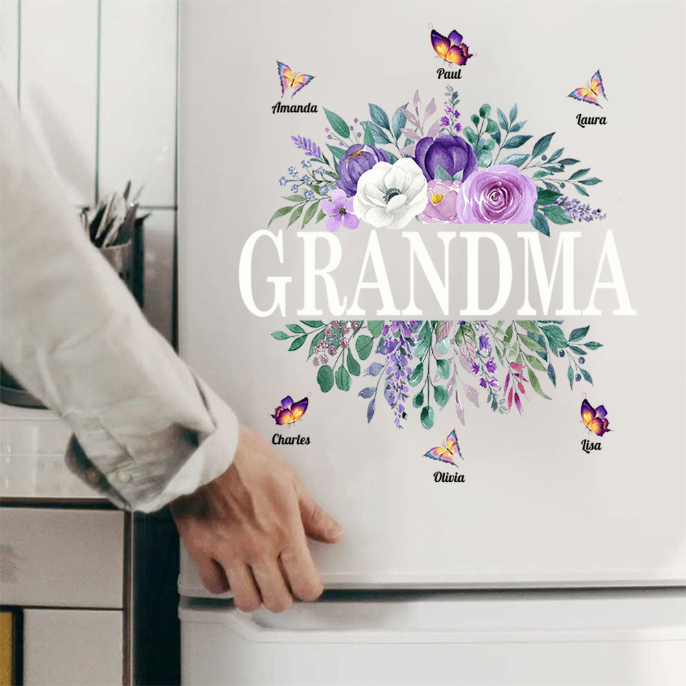 Wildflowers Butterflies Nana And Grandkids Custom Sticker