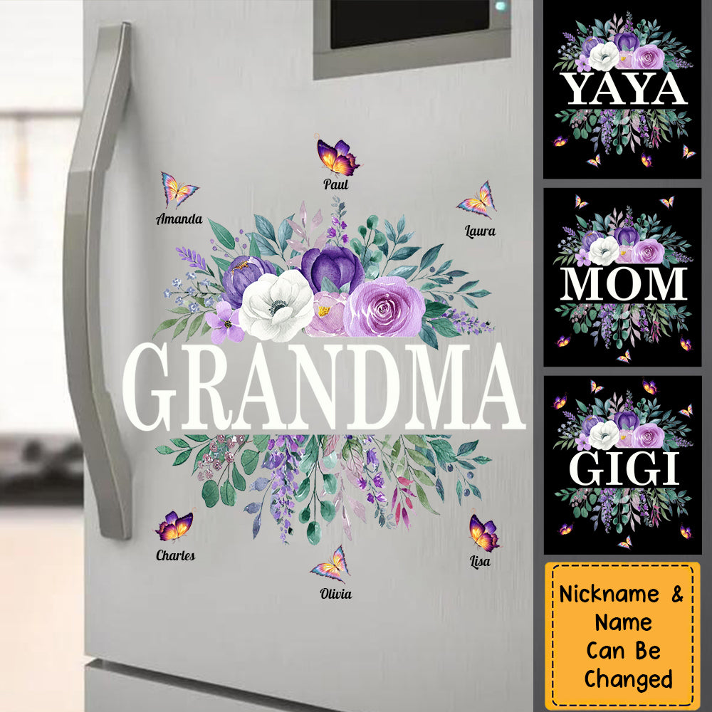 Wildflowers Butterflies Nana And Grandkids Custom Sticker
