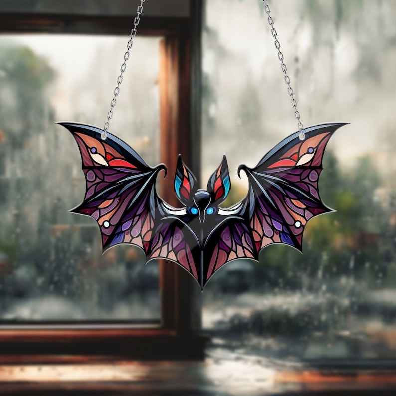 Bat Gothic Acrylic Window Hanging, Indoor Decor, Bat lovers gift