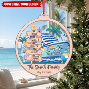 Personalized Cruise Ship Christmas Ornament: Icon of the Seas Family Vacation