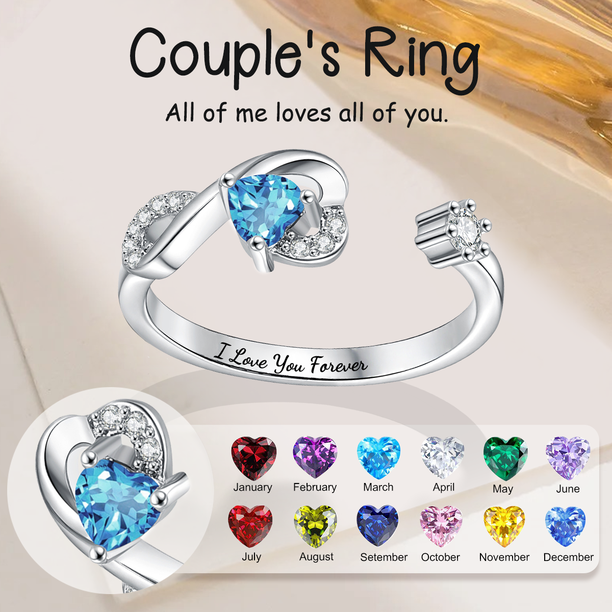 I Love You Forever, Personalized Birthstone Promise Ring