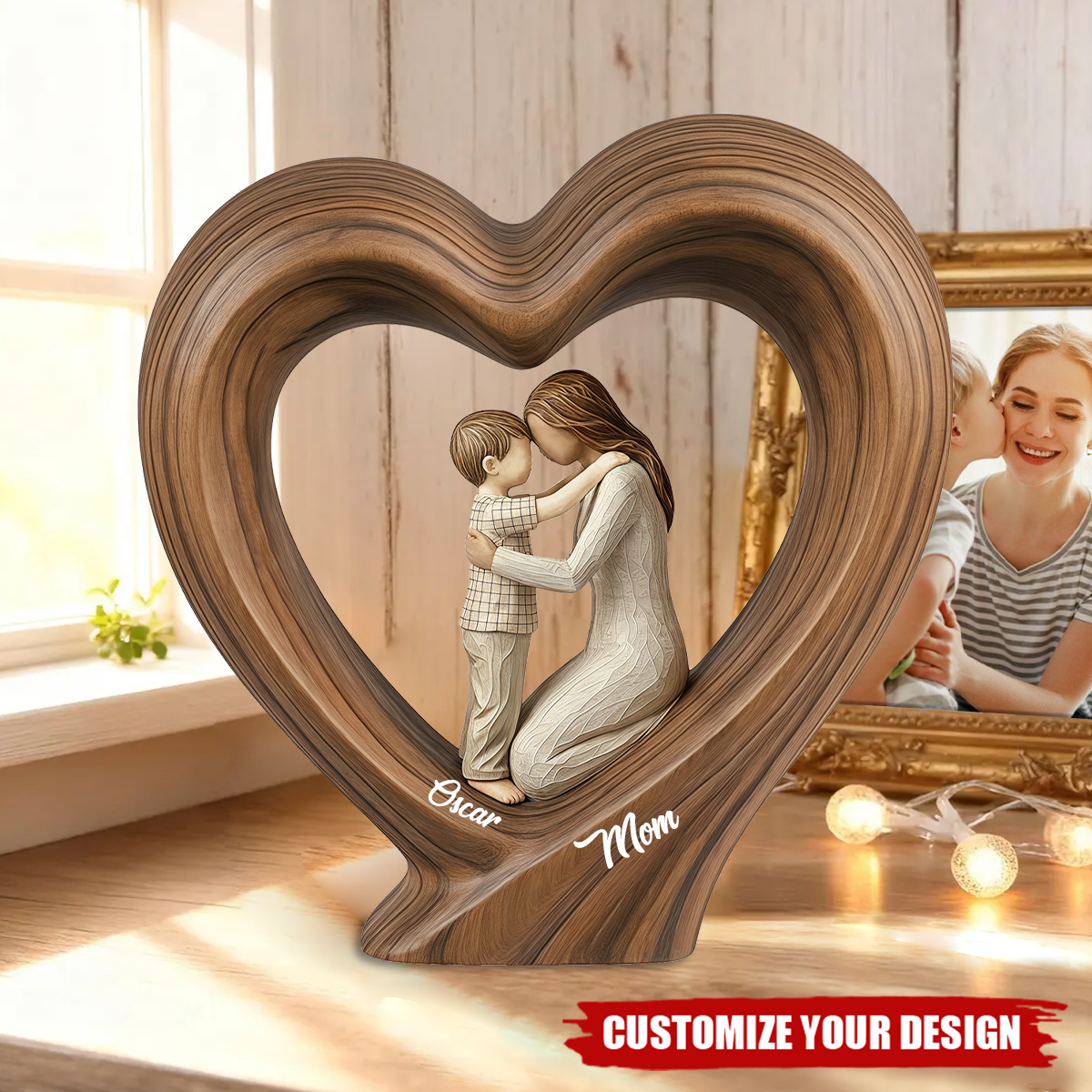 Personalized Mom And Kid Heart Acrylic Plaque
