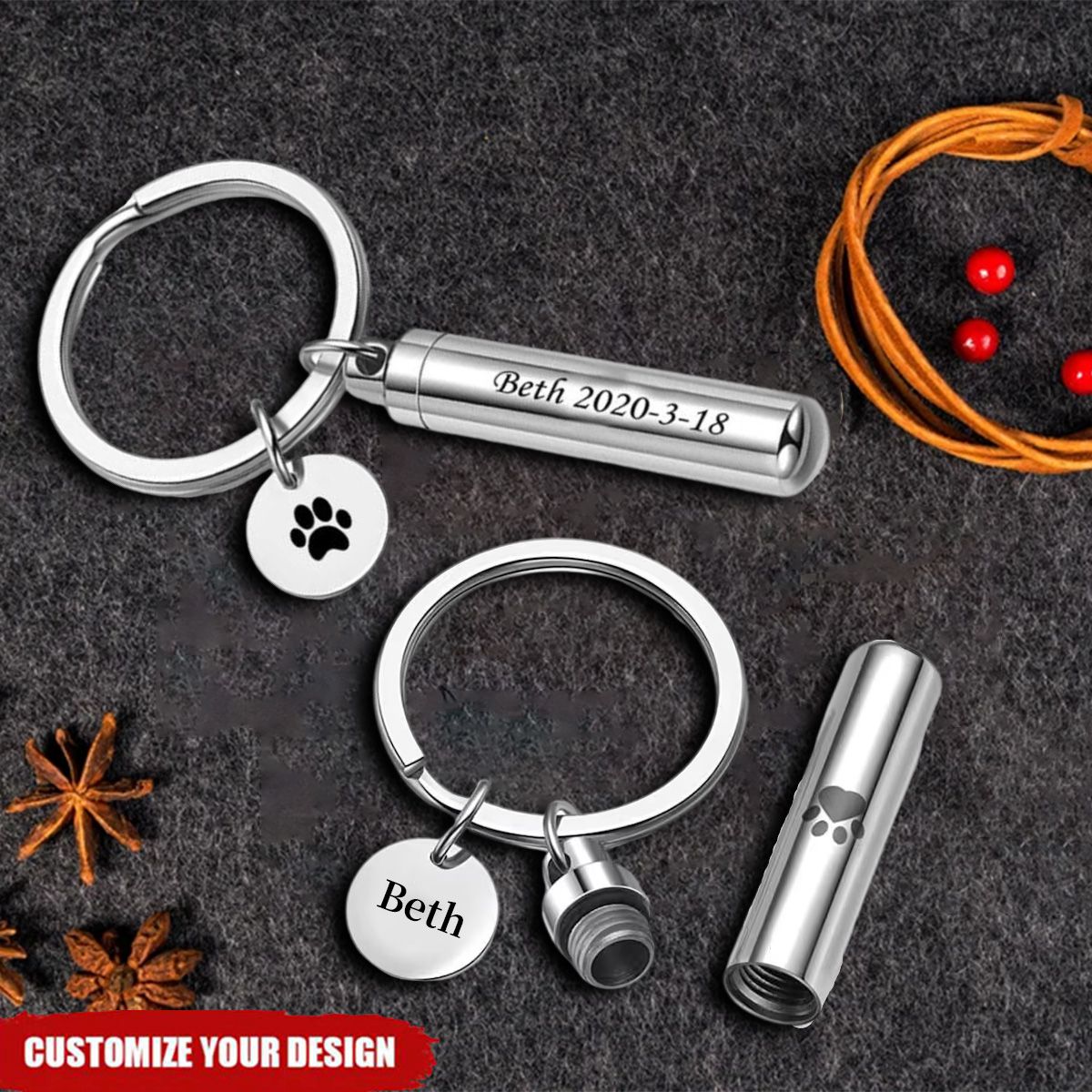 Custom Pet Urn Keychain, Ashes Keychain Pet Loss keychain- Pet Urn for Dogs