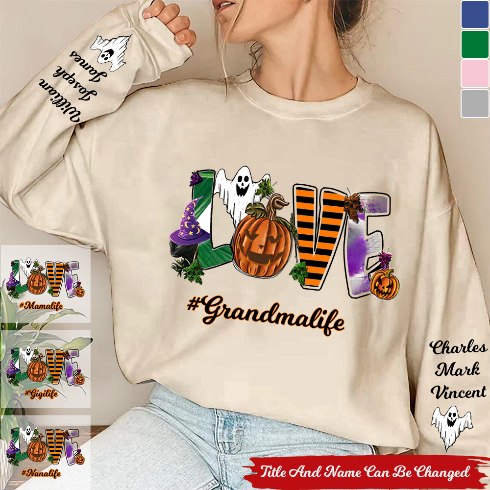 Grandma Life Love Grandkids Personalized Ghost Sweatshirt Gift
