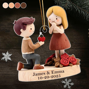 Couple Marriage Proposal Engagement- Personalized Acrylic Ornament