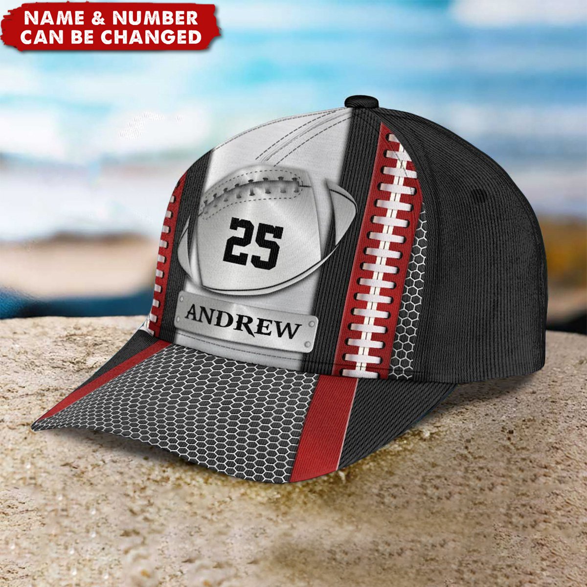 Personalized American Football Printed Metal Pattern Classic Cap