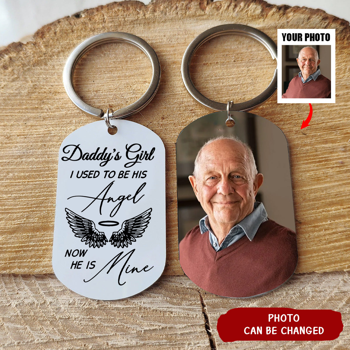 I Have An Angel In Memory of Dad loss Personalized Memorial Keychain