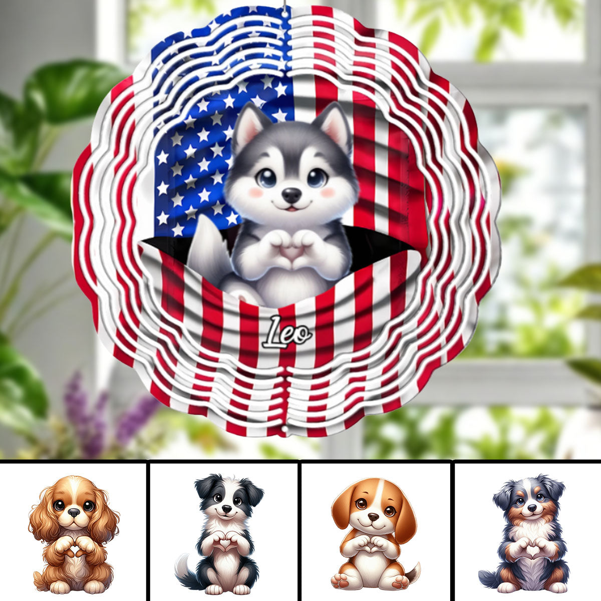 Paws And Freedom - Personalized Dog Wind Spinner With Name