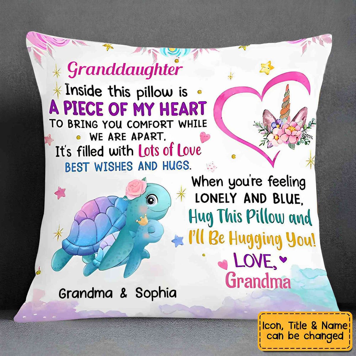 Personalized Granddaughter Daughter Sea Animals Hug This Pillow