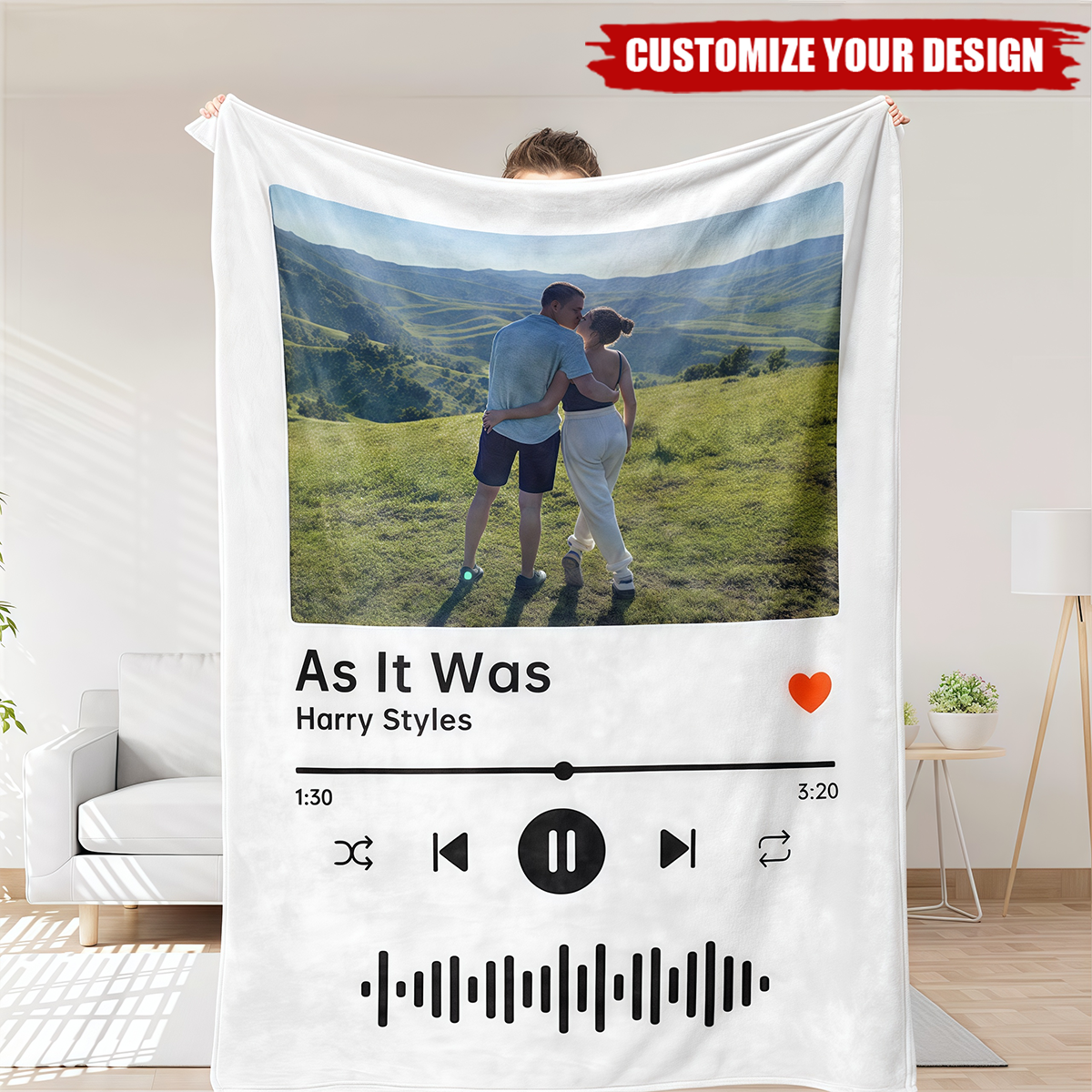 Personalized Custom Your Photo & Music Favorite Song Blanket