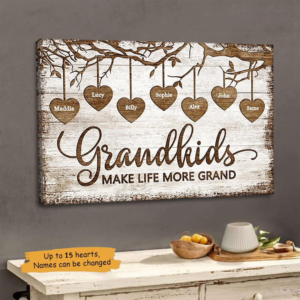 Grandkids Make Life Grand - Personalized Canvas