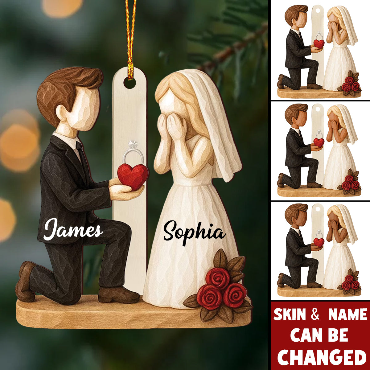 ''She Said Yes''- Personalized Couple Ornament, Newlyweds Gift