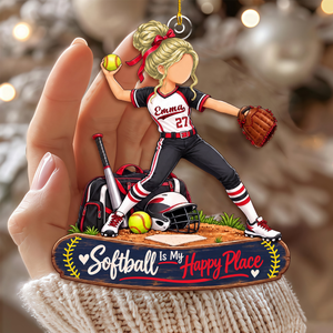 Personalized Softball Player Christmas Ornament