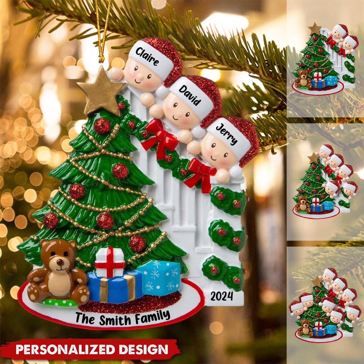 DIY Happy Family Christmas Tree Name Resin Ornament