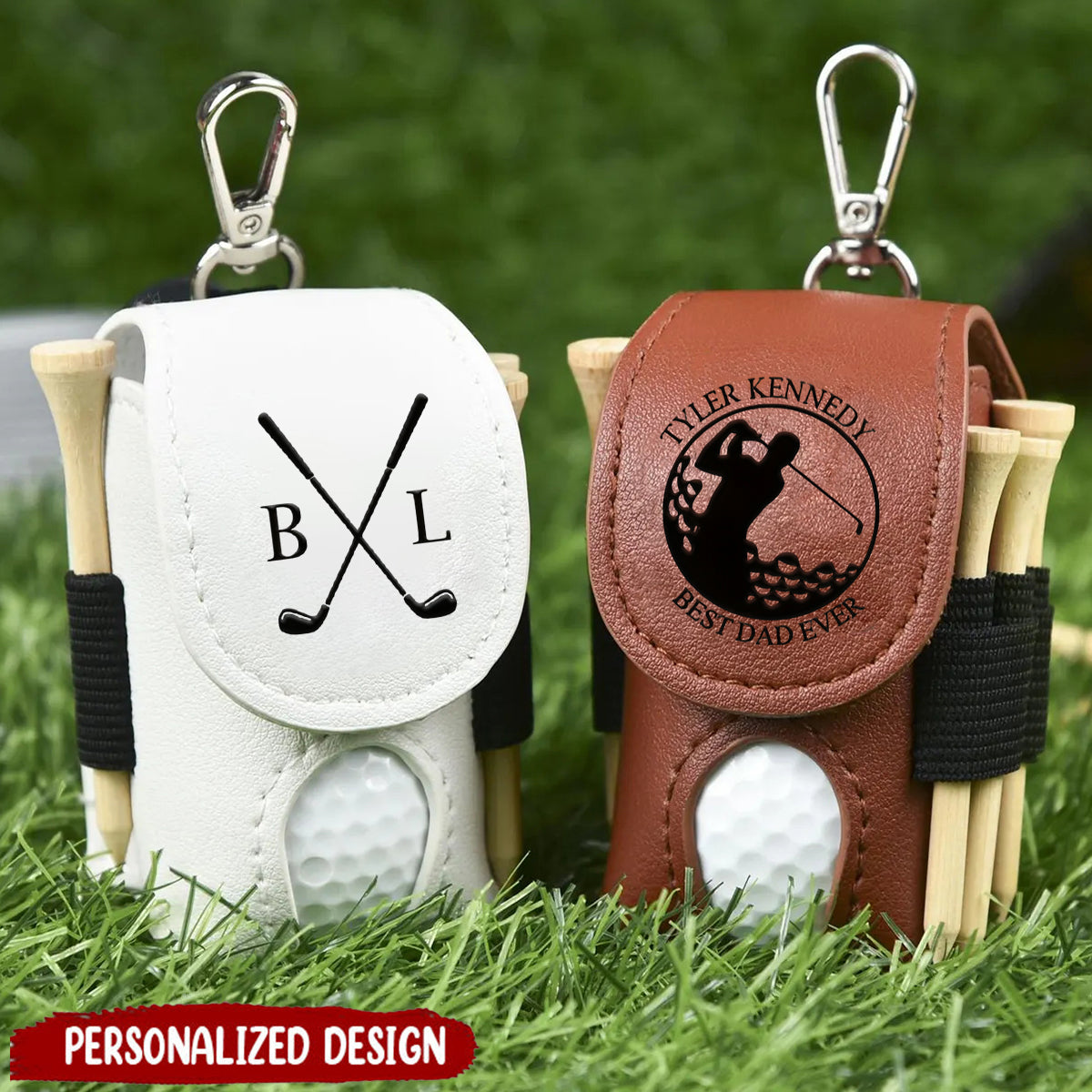 Personalized Stylish Pouch Leather Golf Ball Bag - Gift For Golf Lovers