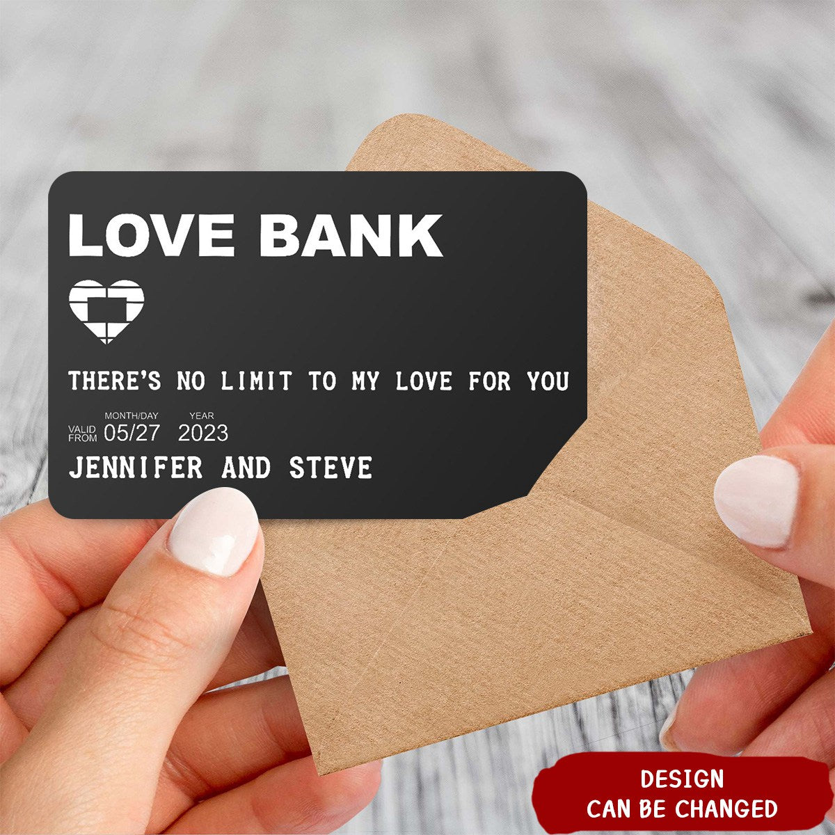 Personalized Aluminum Wallet Card - Love Bank - Couple Gift