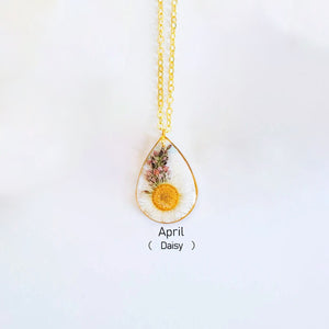 Birth Month Flower Necklace,Dried Flower Resin Jewelry Unique Gift For Her