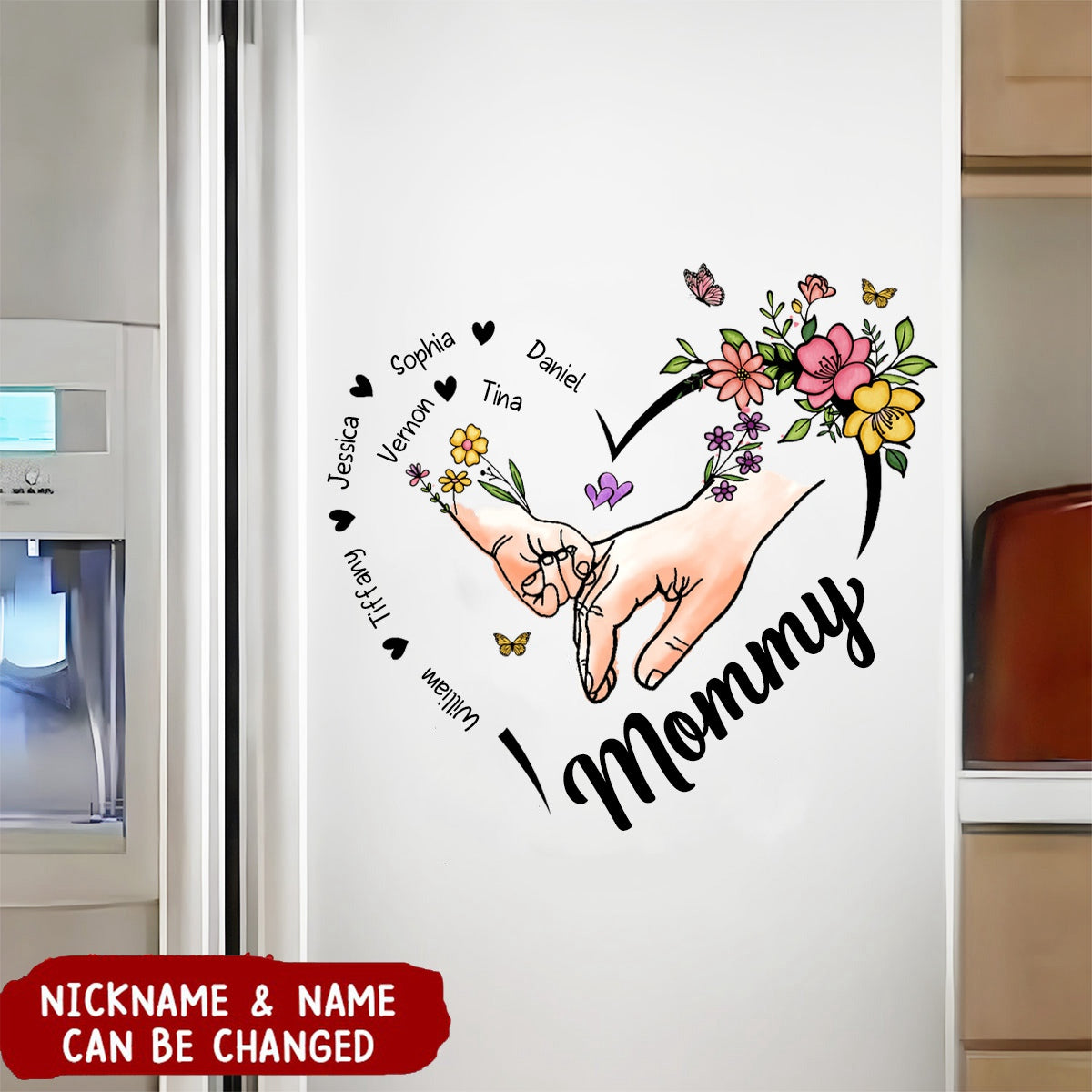 Gift for Grandma Flower Heart Personalized Sticker