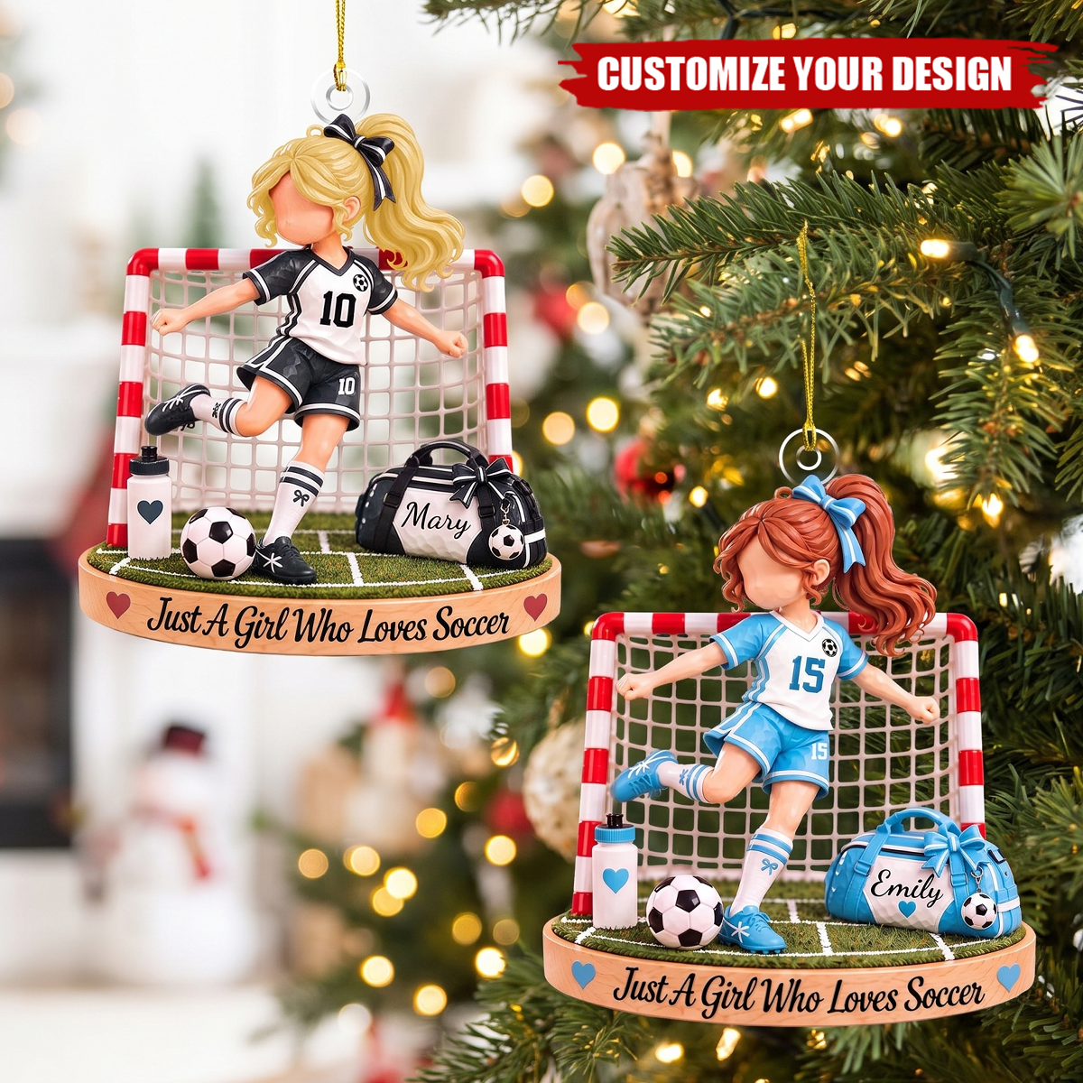 Personalized Soccer Girl Christmas Ornament- Soccer Team Player Keepsake