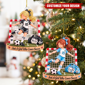 Personalized Soccer Girl Christmas Ornament- Soccer Team Player Keepsake