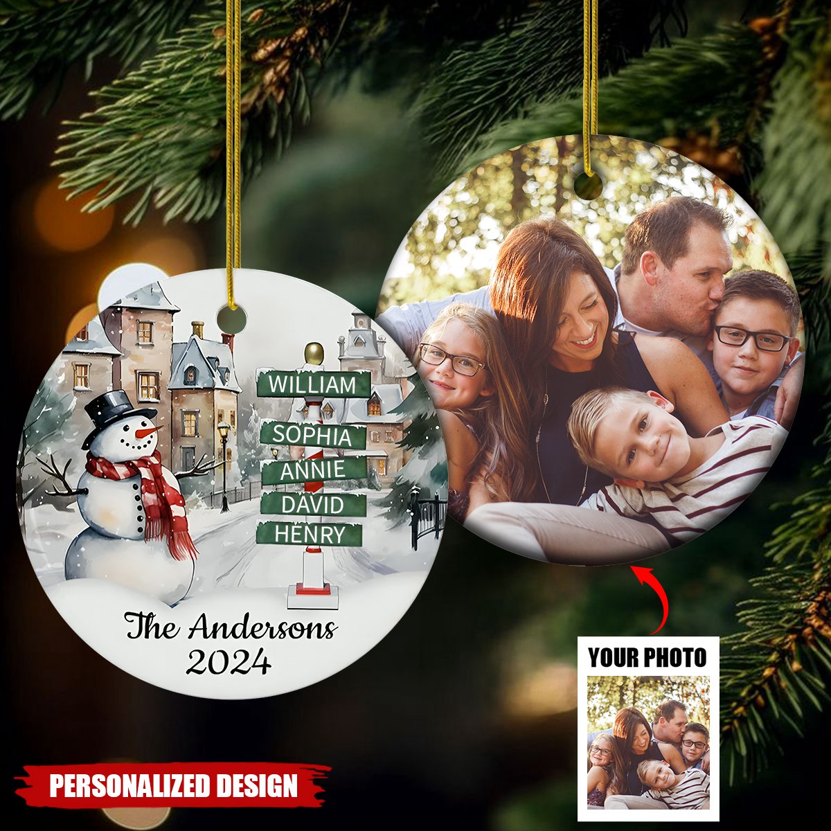 Family Christmas 2024 - Family Ornament - Personalized Ceramic Ornament