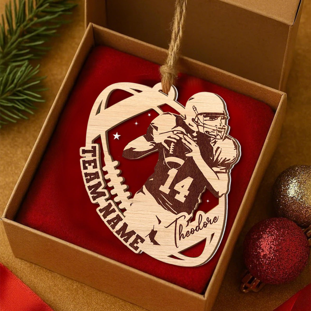 Personalized Football Ornament, Sport Team Gift