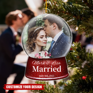 First Christmas Engaged Or Married - Custom Photo Ornament