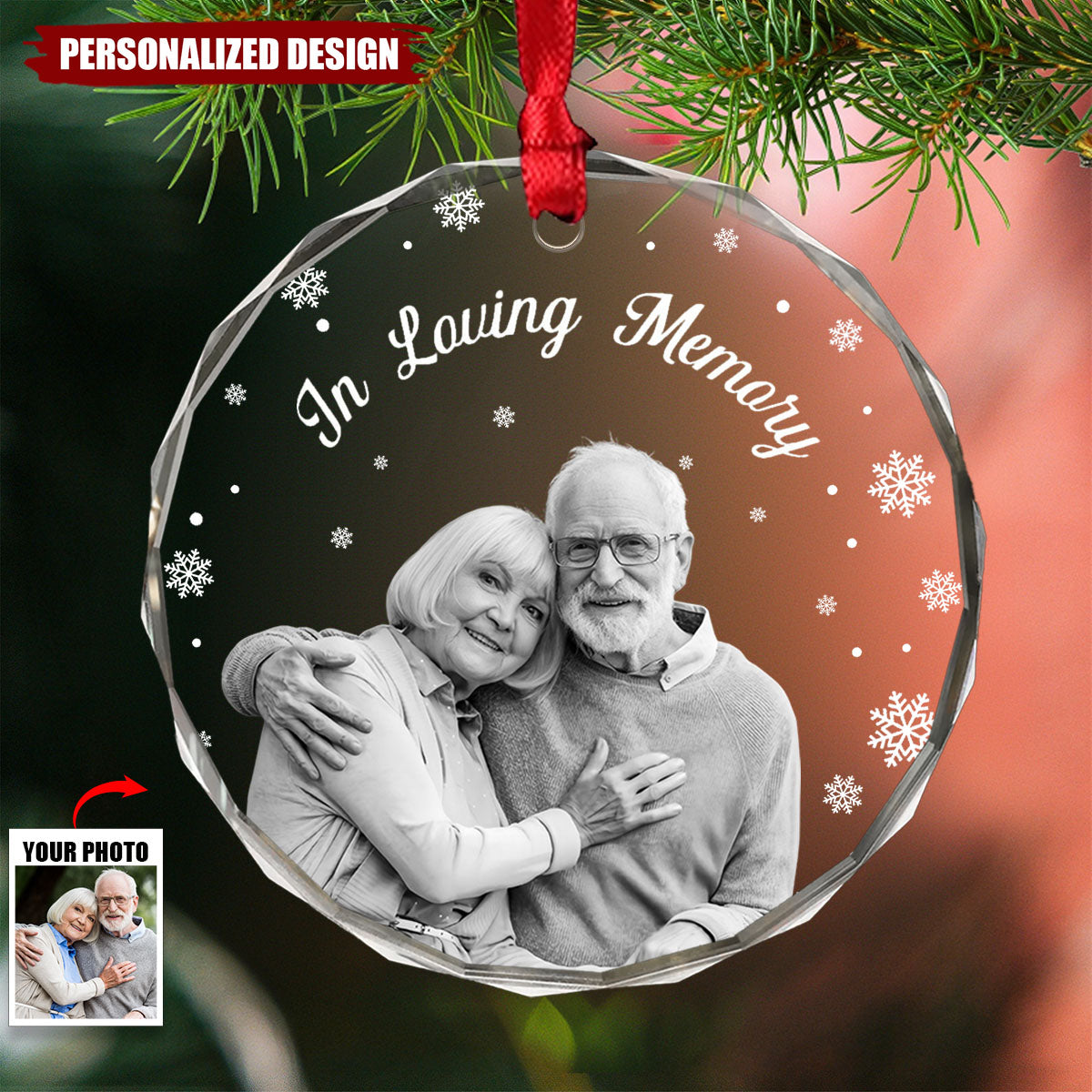 Personalized Memorial In Loving Memory Glass Ornament