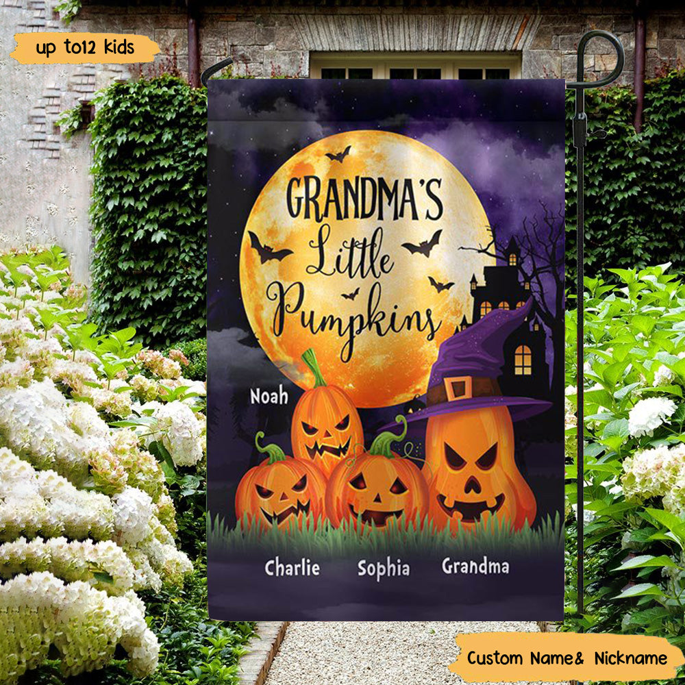 Grandma Pumpkin Halloween Fall Season Personalized Garden Flag