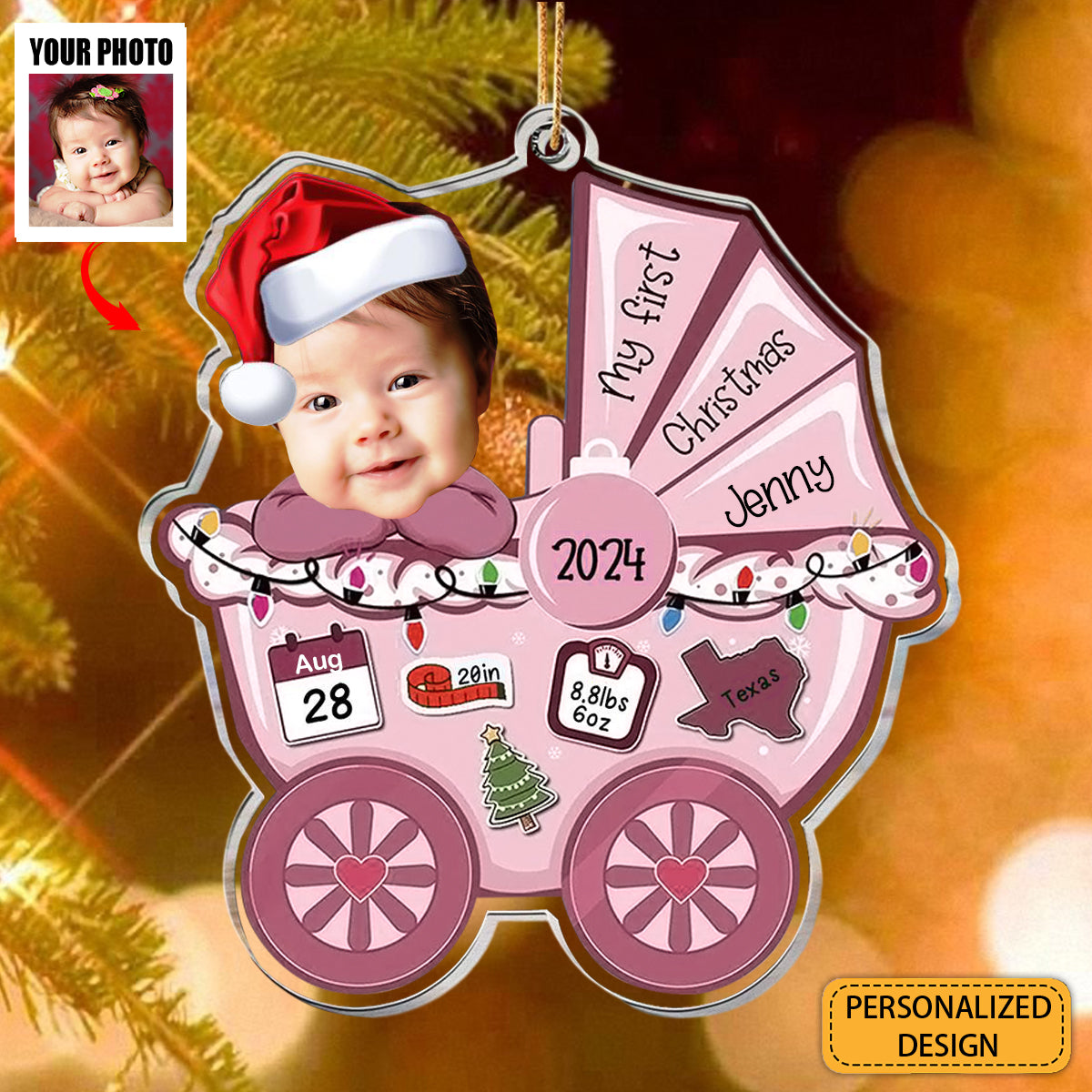 Personalized Acrylic Pendant - My First Christmas Gift for Newborn