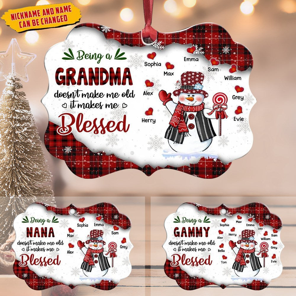 Snowman, Being a GRANDMA doesn't make me old. It makes me BLESSED Personalized Ornament