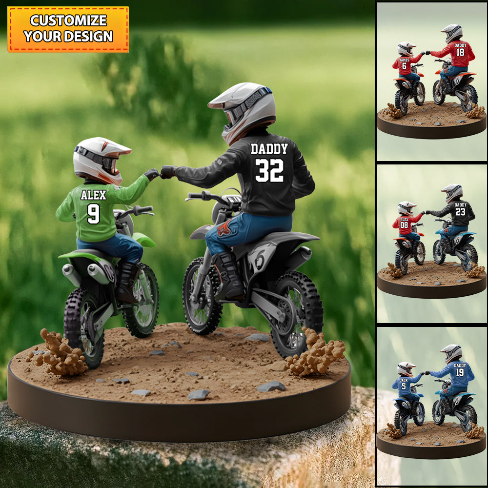 Dirt Bike Dad And Kid - Personalized Dirt Bike Custom Shaped Acrylic Plaque