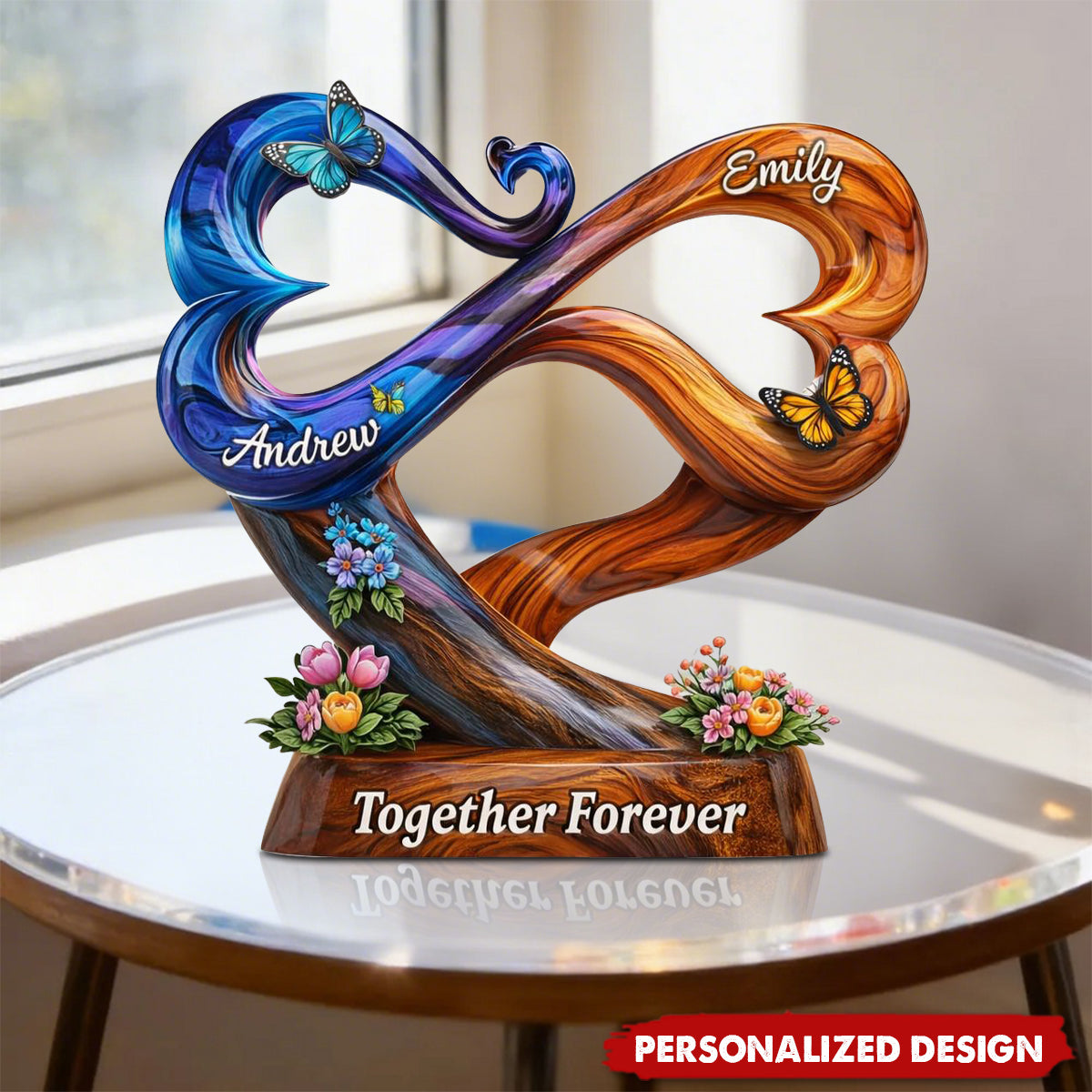 Together Forever, Personalized Name Infinity Heart Acrylic Plaque