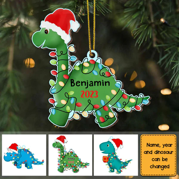 Grandson Son Granddaughter Daughter Dinosaur Christmas Ornament