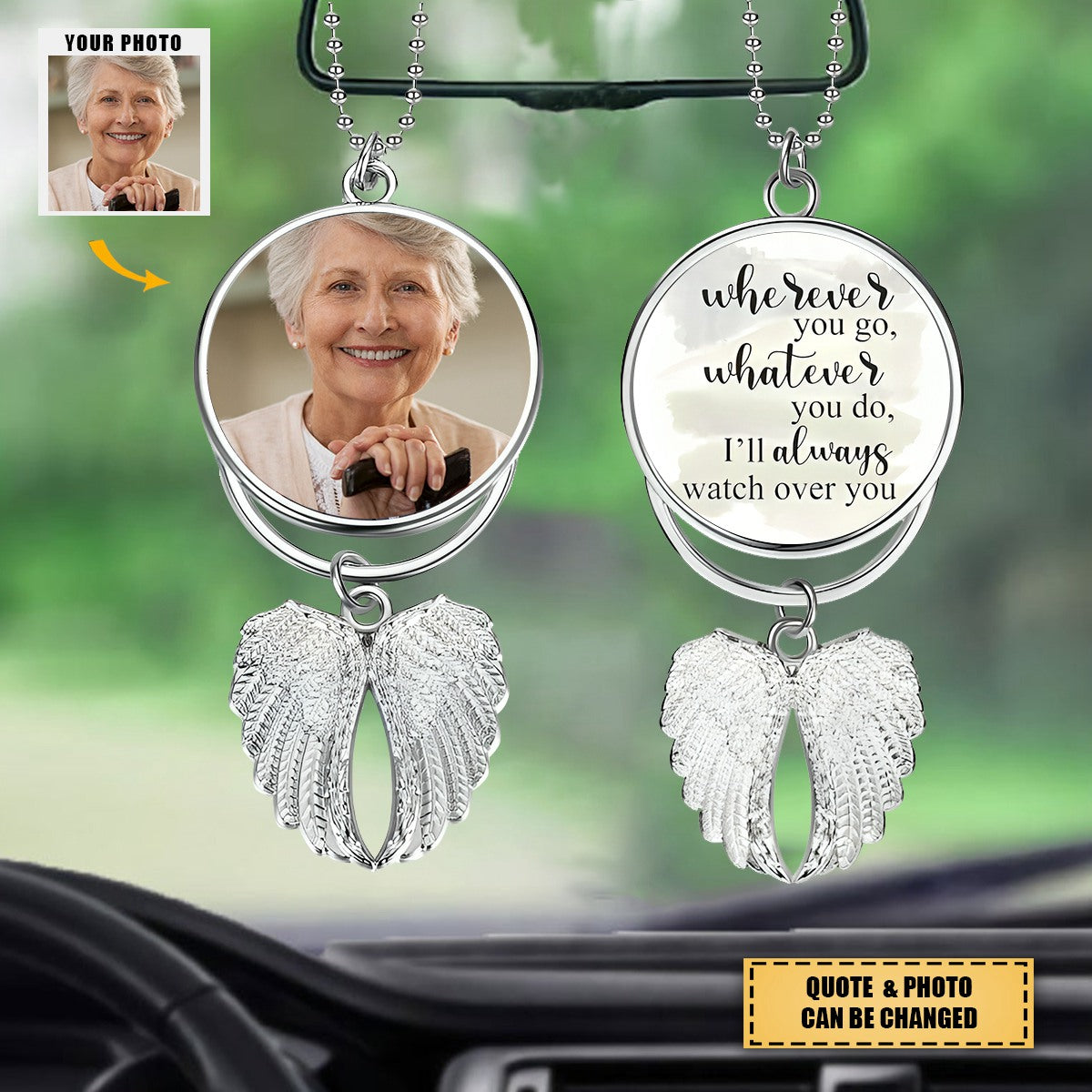 Personalized Angel Wings Ornament - Memorial Photo Ornament