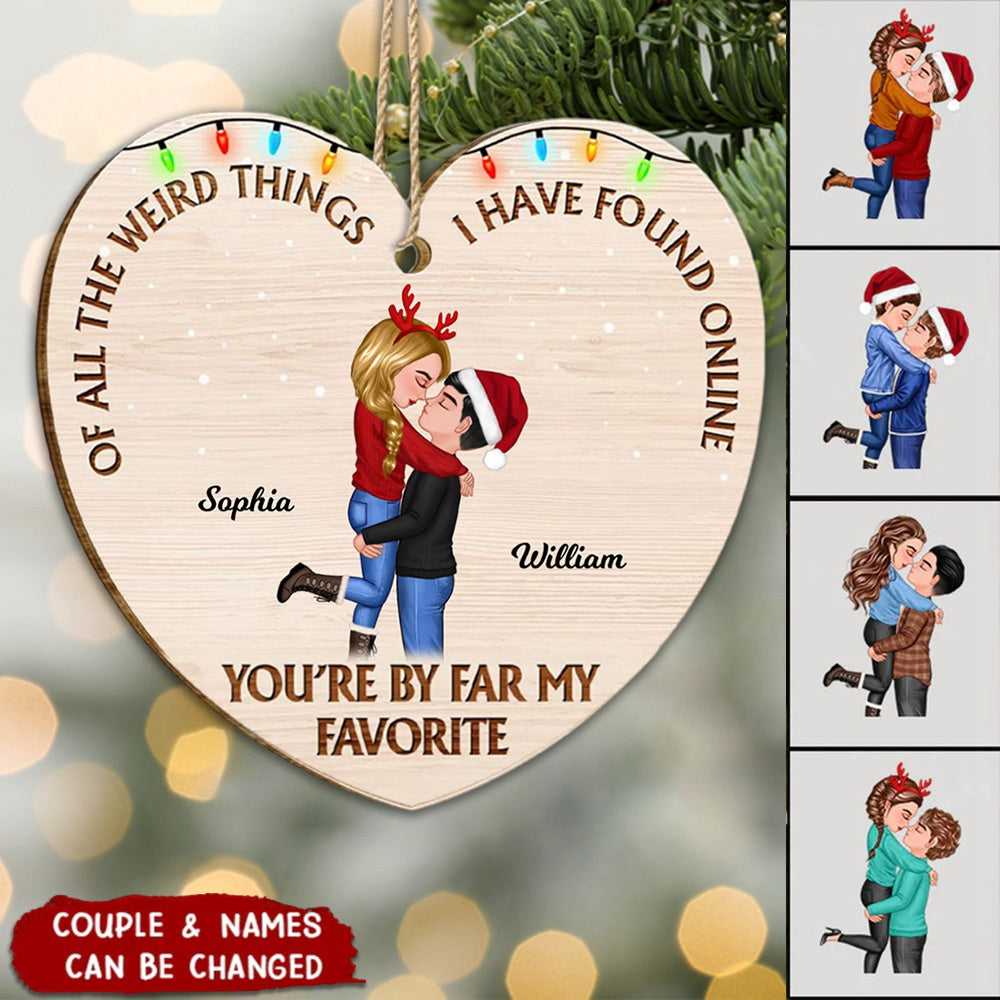 Personalized Christmas Doll Couple Hugging, You're By Far My Favorite Ornament
