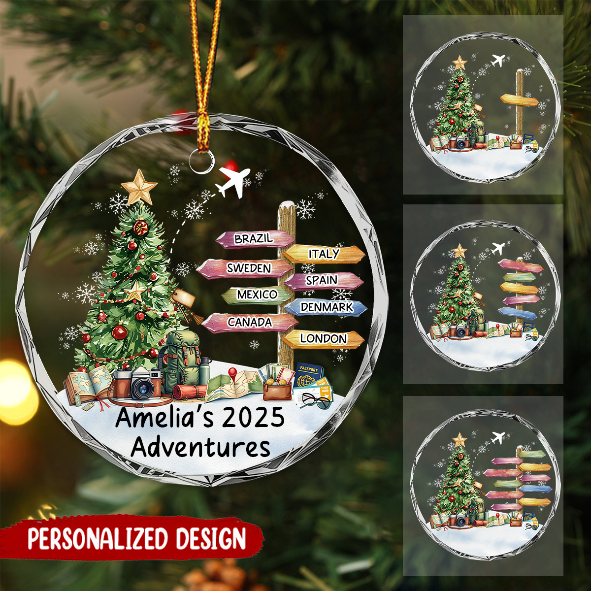 Custom Christmas Vacation Ornament - Travel Destination Keepsake