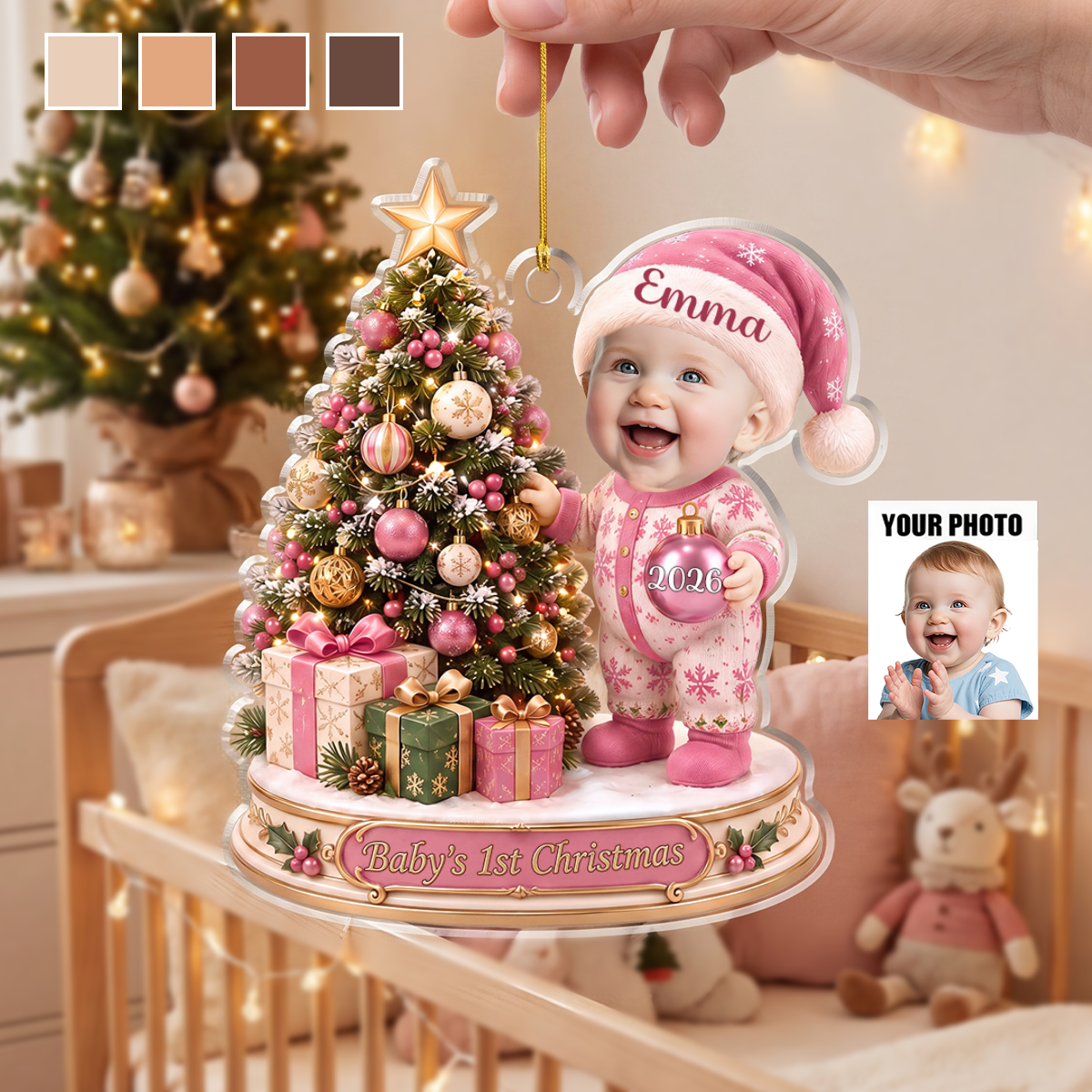 Personalized Baby First Christmas Photo Ornament